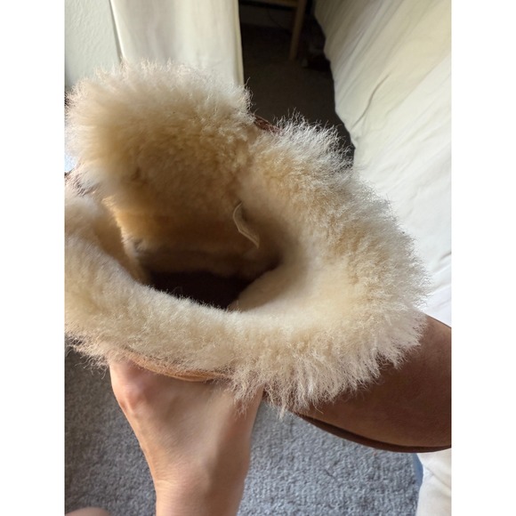 UGG Boots‎ Women's Chestnut Suede Sheepskin Shearling Lace Up Tassel Sz 10 - Picture 7 of 8